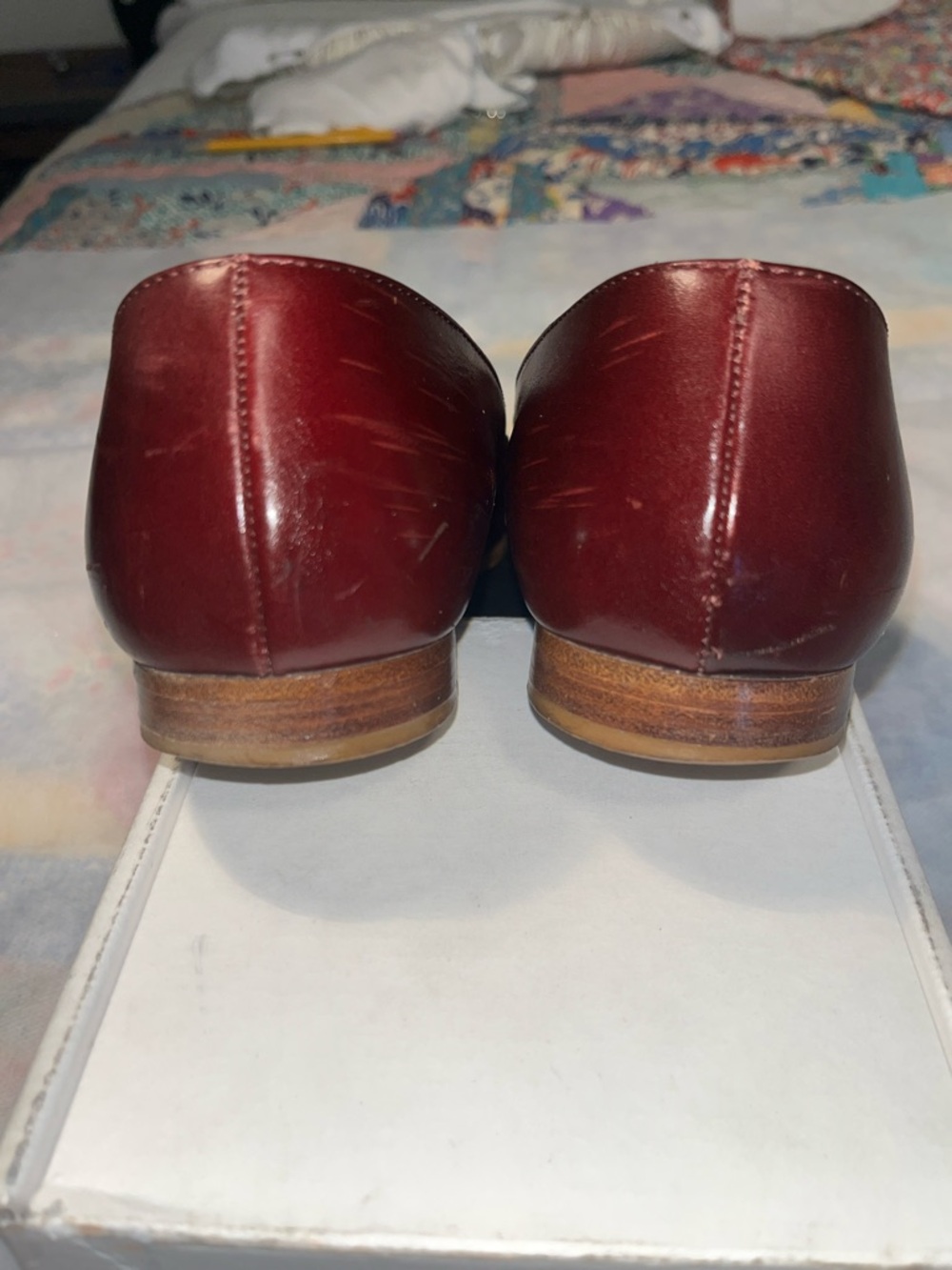 CHANEL Women's Deep Red Burgundy Leather Loafers 38.5 - Picture 7 of 13